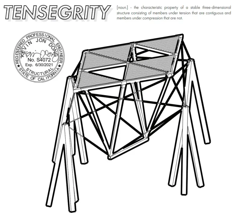The completed structure with official design stamps.