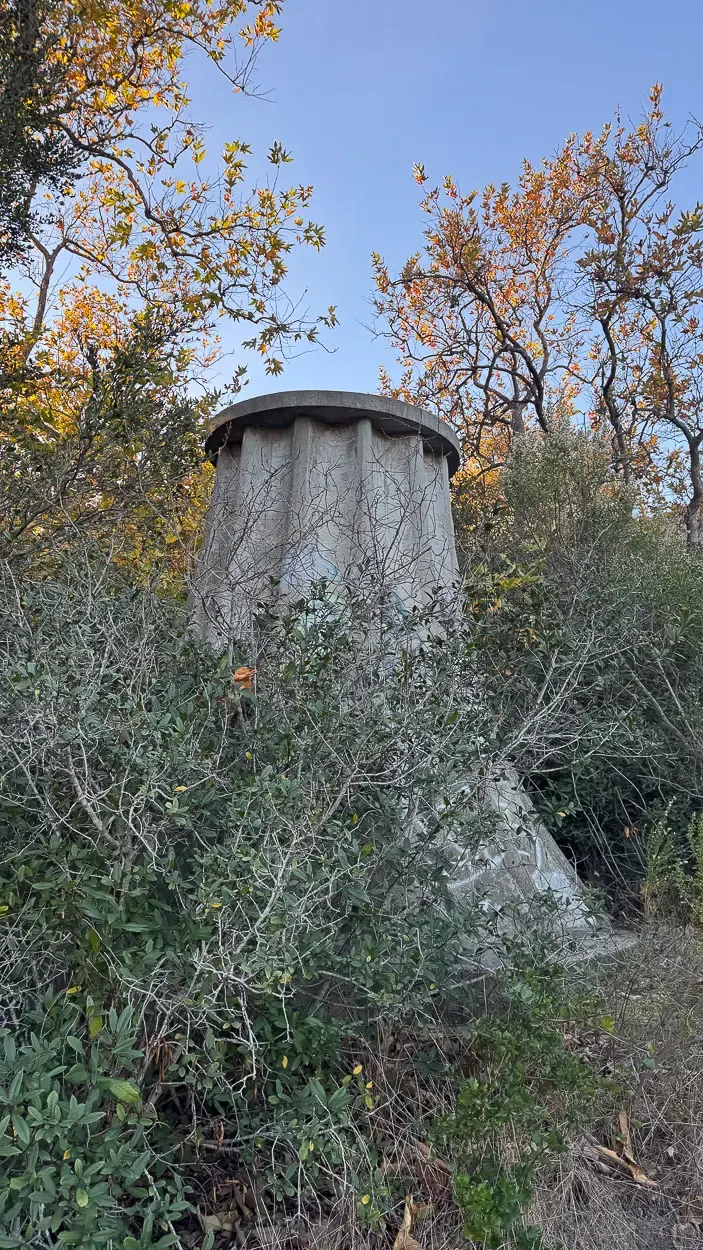 A modern day photo of the concrete water tank, this was the first ever part of the water infrastructure installed